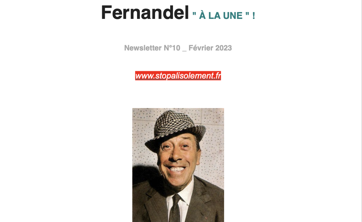 image = Newsletter N°10 - Le GRAND FERNANDEL ! 
