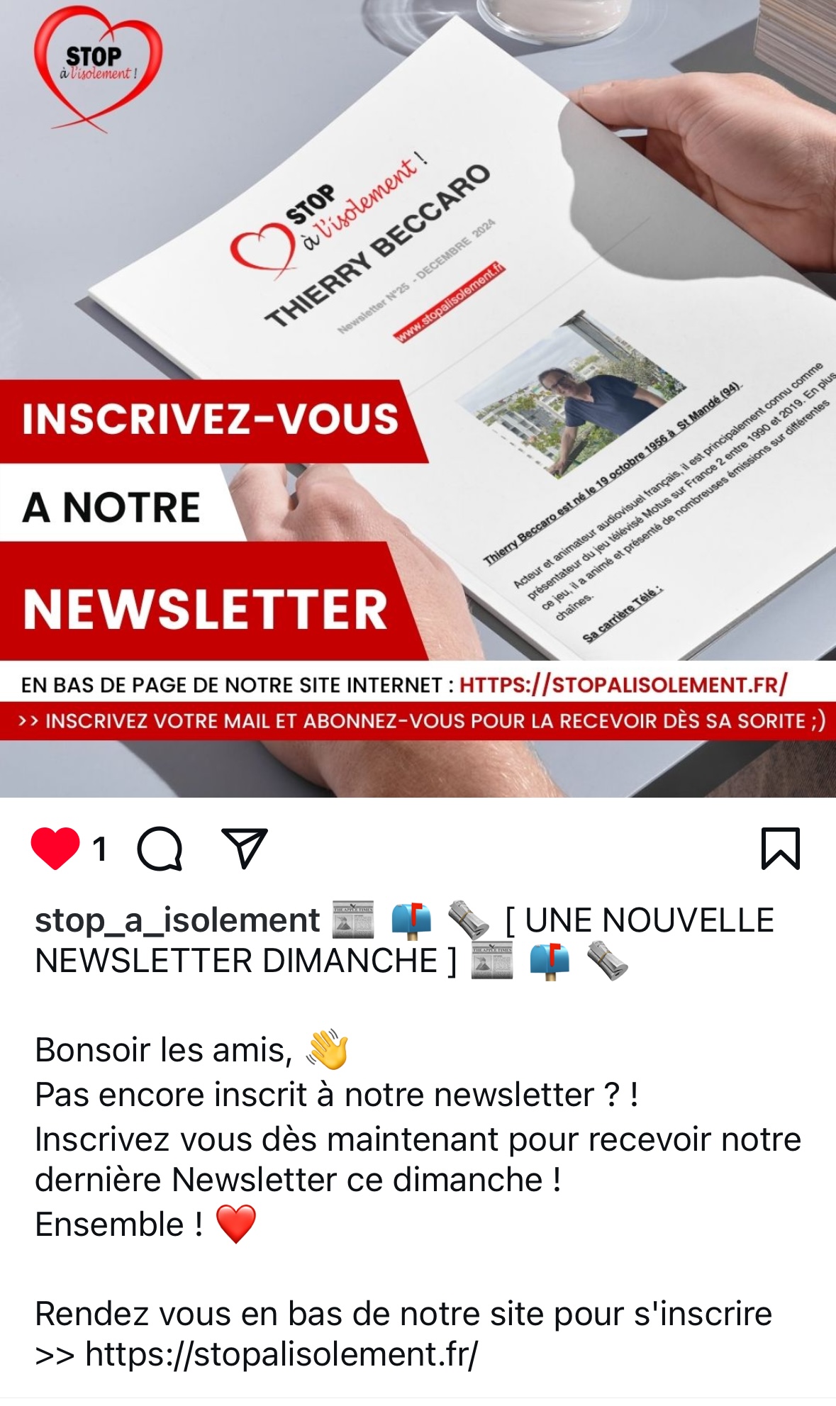 image : Thierry Beccaro à la UNE de notre Newsletter