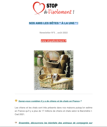 image PDF : Newsletter N°5 - Nos Amis les bêtes "A LA UNE" ! 